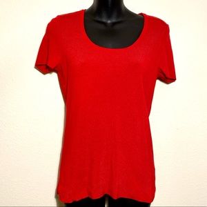 Blouse  Liz Claiborne Red Short Sleeves Career